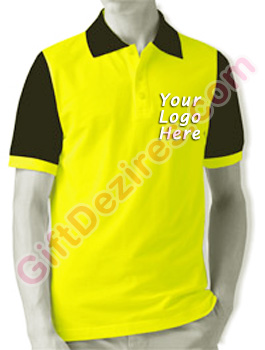 Designer Yellow and Black Color T Shirts With Company Logo